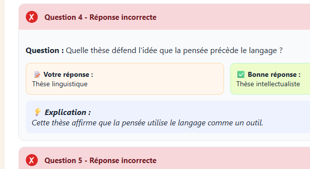 Aperçu correction instantanée