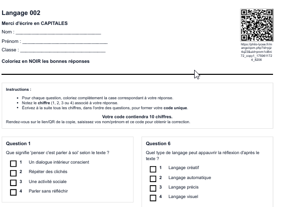 Aperçu impression avec QR
